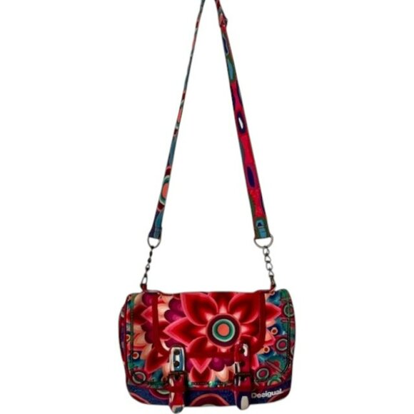 Desigual Colorful Rainbow 2-Compartment Shoulder/XBody Floral, Circles - 7 x 10” - Picture 2 of 11